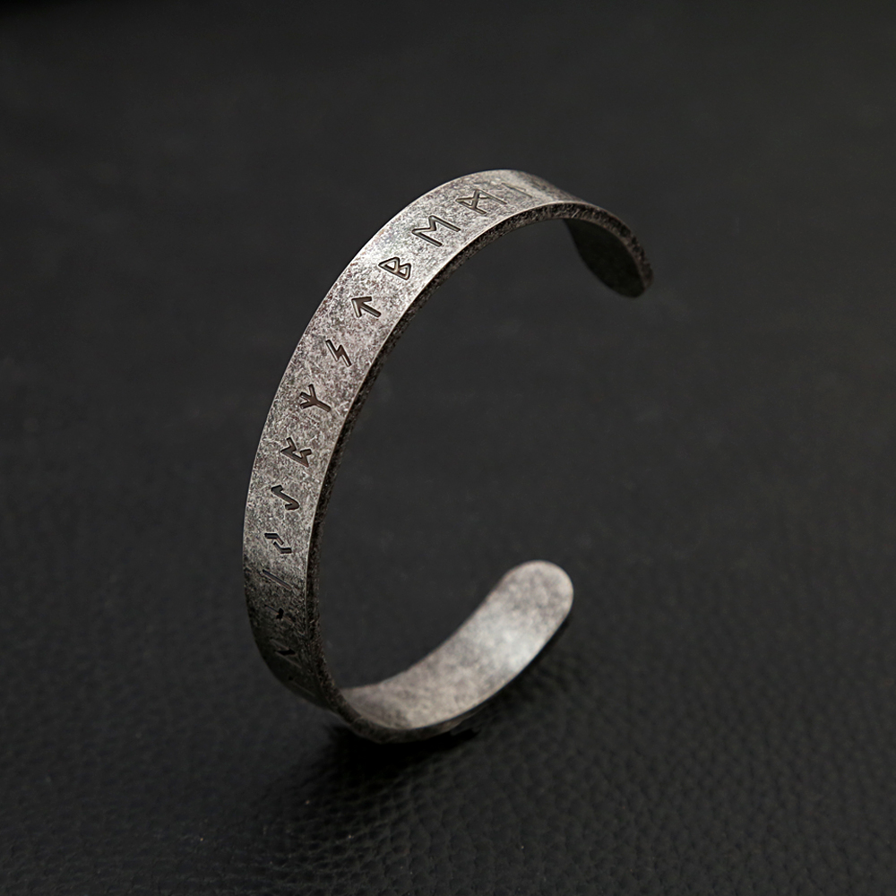 Mode Vintage Viking Rune Armband für Männer Frauen 316L Edelstahl Einfache Offene Armband Amulett Schmuck Geschenk Dropshipping – Detail 3