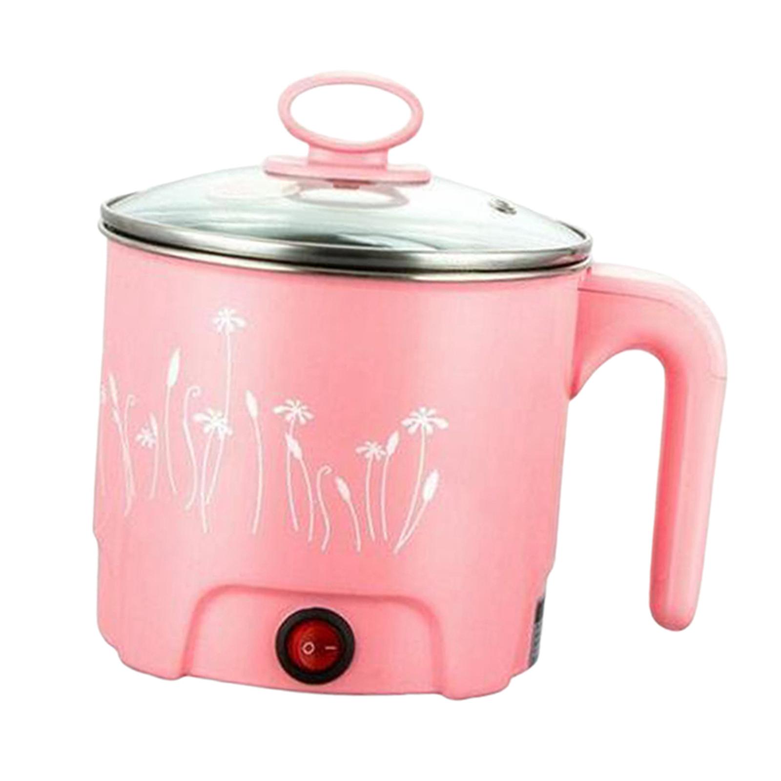 Mini Electric Cooking Pot Noodle Cooker 220V EU Plug Pink_Dia.18cm