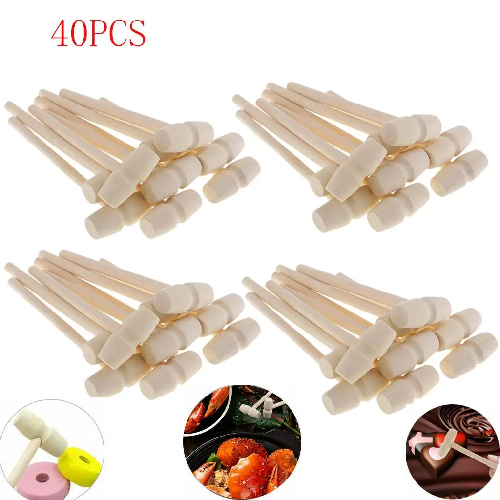 40 Pieces Wooden Hammer Mallet 140x43x19mm Cr ab Lobster Seafood Crackers - 40pcs