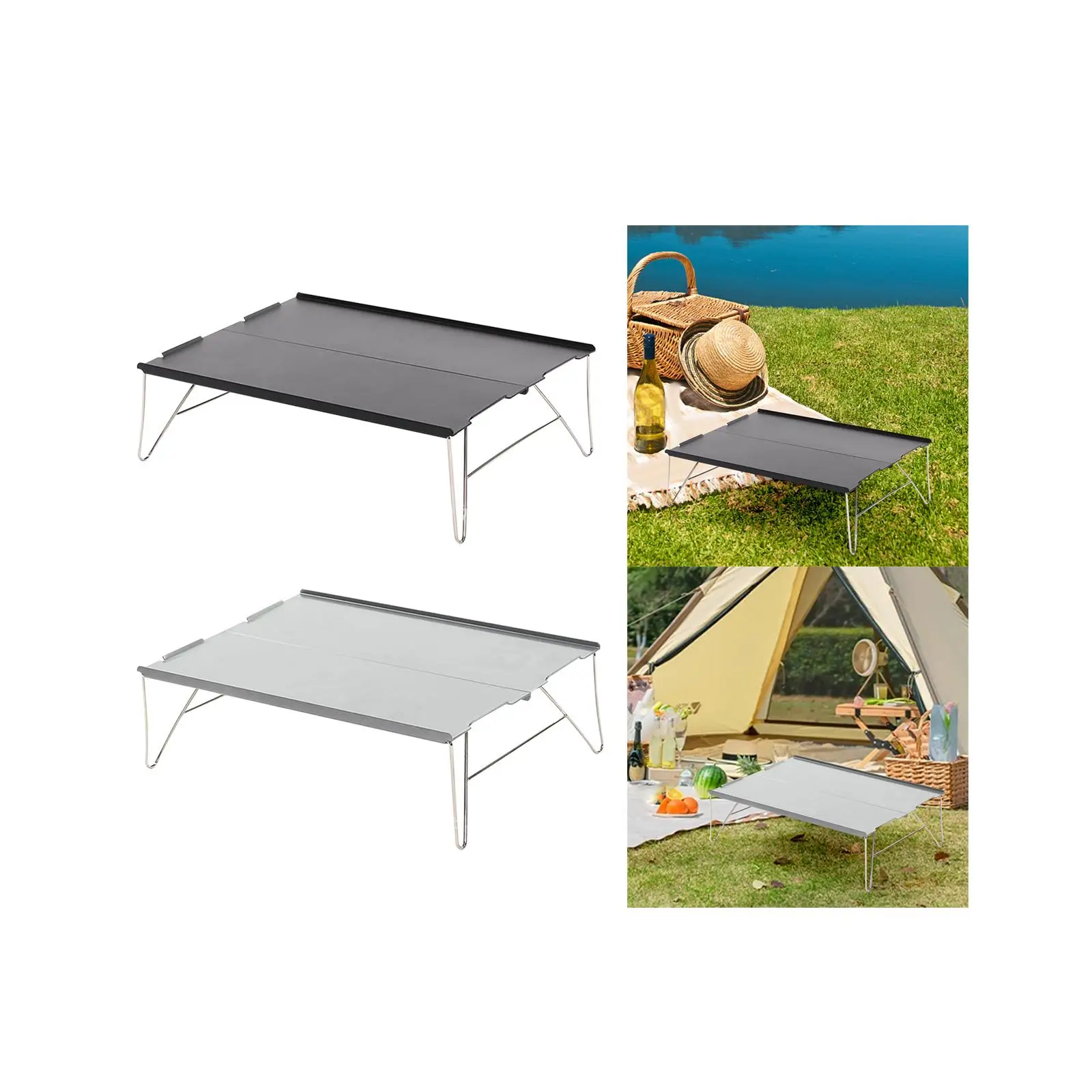 Small Camping Table Tea Table Square Lightweight Computer Desk Multifunctional Aluminum Alloy Folding Table Portable for Garden