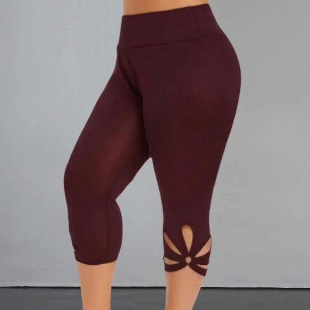 L-4XL Women High Waist Cropped Trousers Pants Elastic Bandage Leggings Super Elastic Yoga Pant