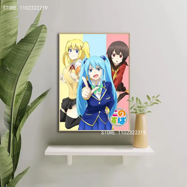Konosuba anime poster arte da parede 24x36 cartazes de lona decoração  cartaz da arte presente personalizado moderno família quarto pintura -  AliExpress