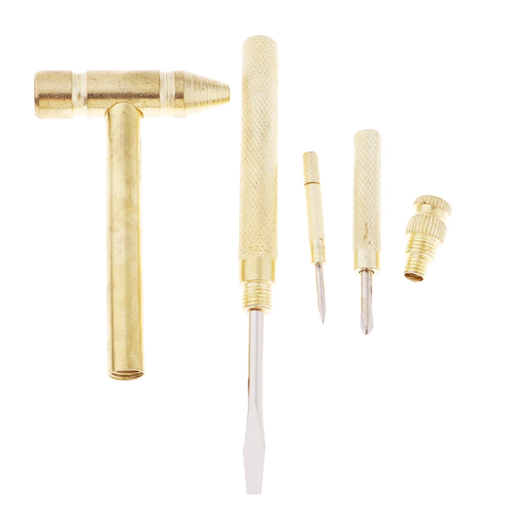 Hobby Craft Tool - Small Brass Hammer Workshop Supply - 4 Screwdriver Inside