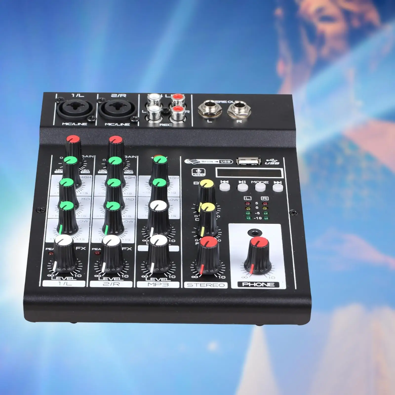 4 Channel Audio Mixer with USB Ports Sound Mixer for DJ studio Webcast