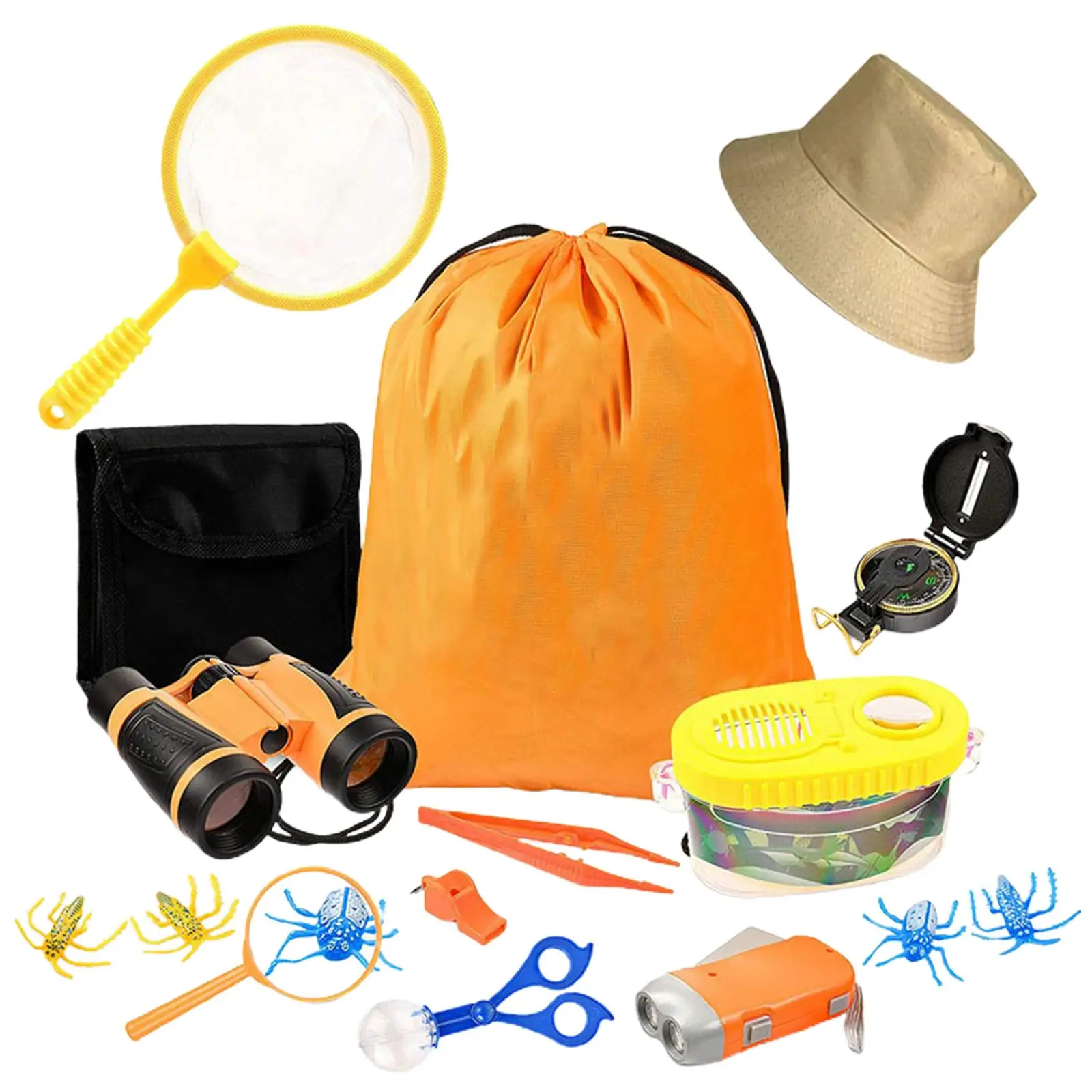 21x Nature Exploration Kit Science Educational Playset Educational Toys Hat Outdoor Explorer Bug Collection for 3-12 Years Old