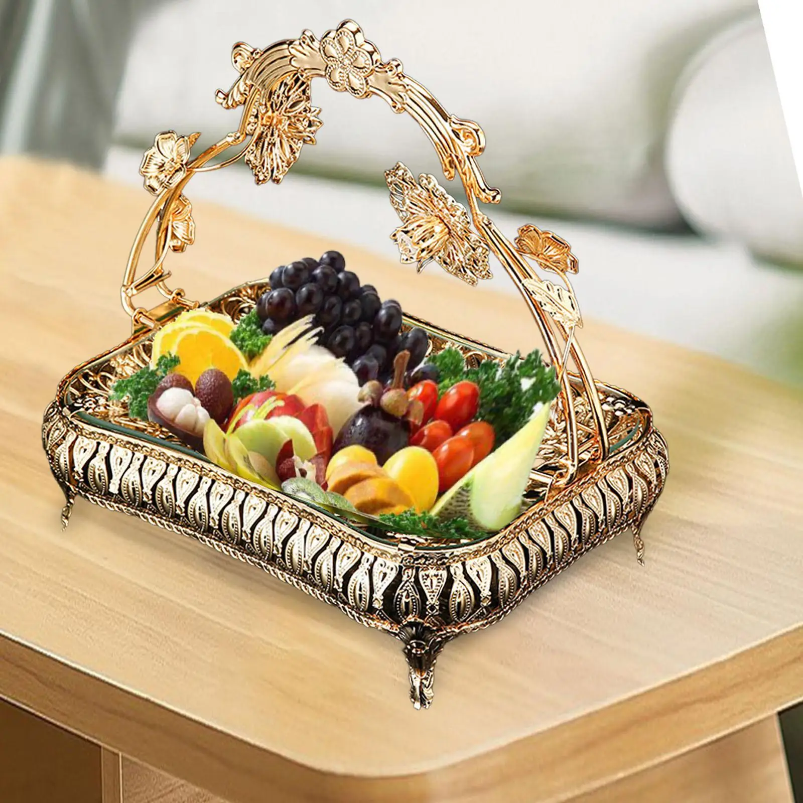 Luxury Fruits Serving Tray Cupcake Stand Dessert Tray Food Storage Container for Wedding Farmhouse Holiday Countertop Desktop