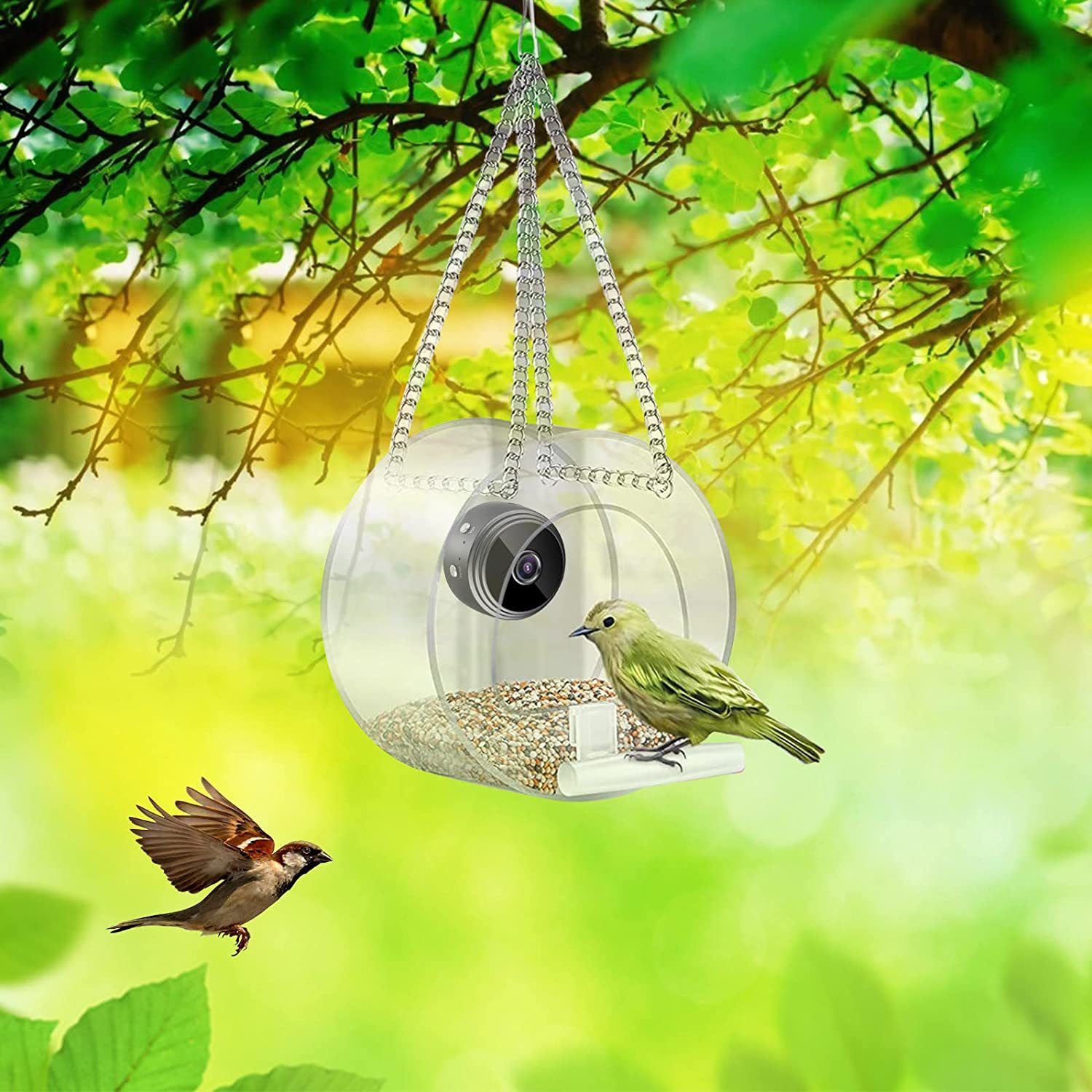 New Bird Feeder with Camera 1080P HD for Outdoor Bird Watching Proof Resistant Water Clear Transparent Bird Feeders House