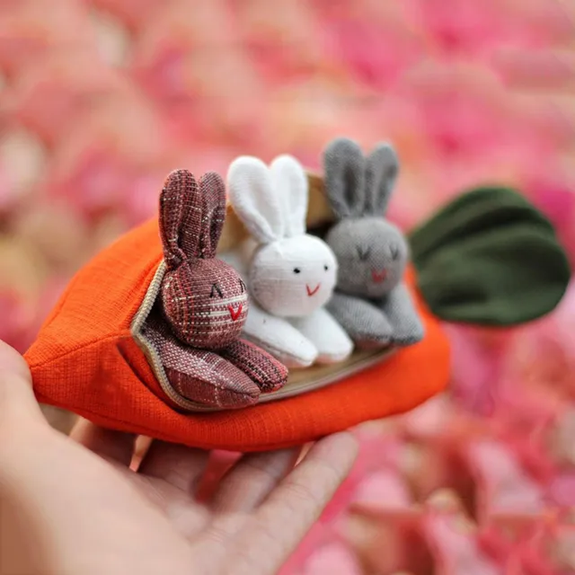DPTALR Décompressez le jouet de poupée lapin : 3 lapins dans un sac à main  carotte. 