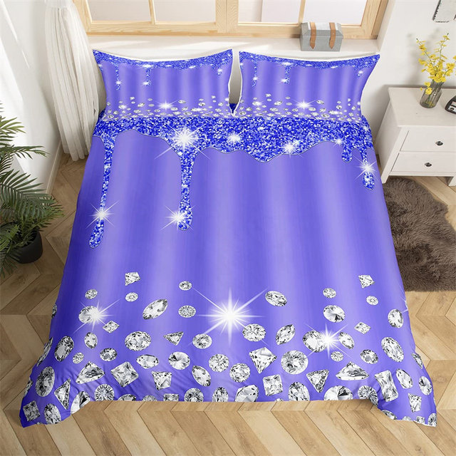 Silver Glitter Duvet Cover Bling Party Decorations Bedding Set