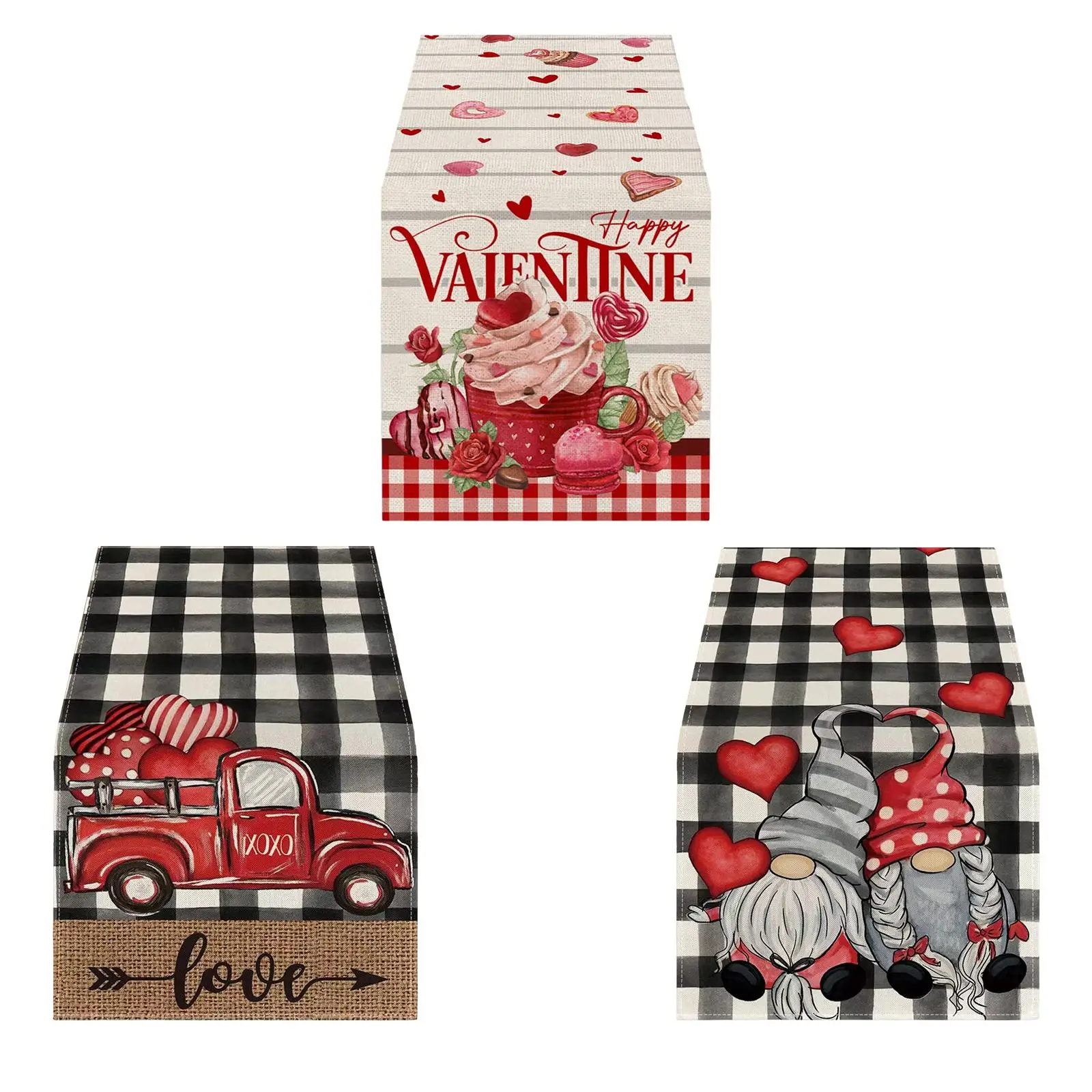 Valentine`s Day Table Runner 13x72 inch Decorative Dining Table Decoration for Kitchen Birthday Farmhouse Holiday Wedding