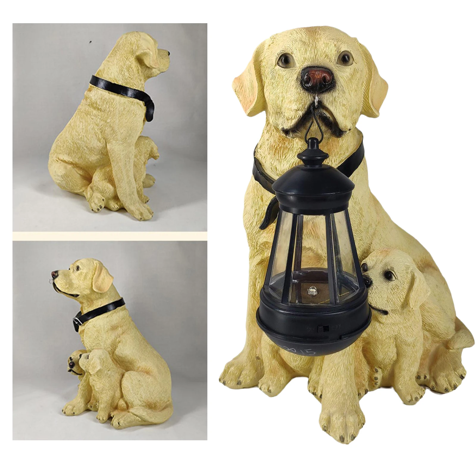 Outdoor dog  Ornament with, Golden Retriever / Labrador / Rottweiler Resin Statue with Detachable Lantern From