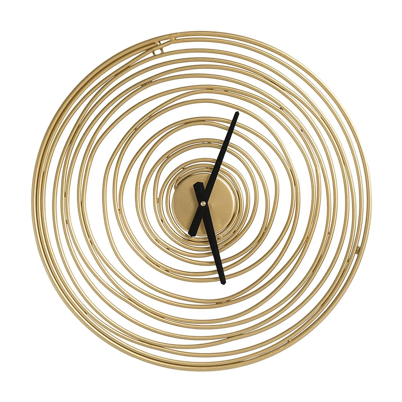 Metal Wall Clock Decorative Non Ticking Office Wood Grain Fashion