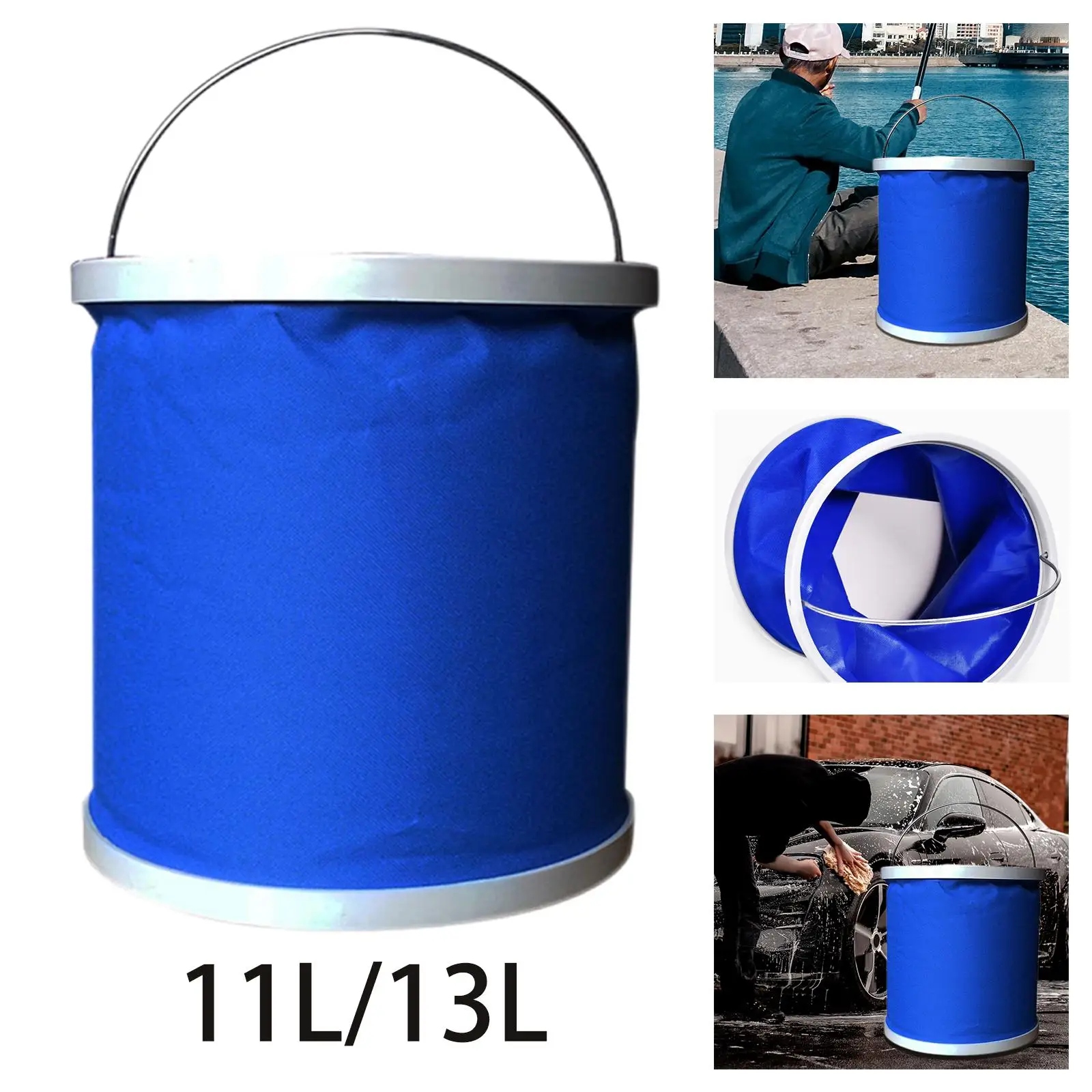 Folding Outdoor Collapsible Bucket Carrier Wash Basin Car Trash Cans Retractable Camping for Fishing Car Washing Hiking Picnic