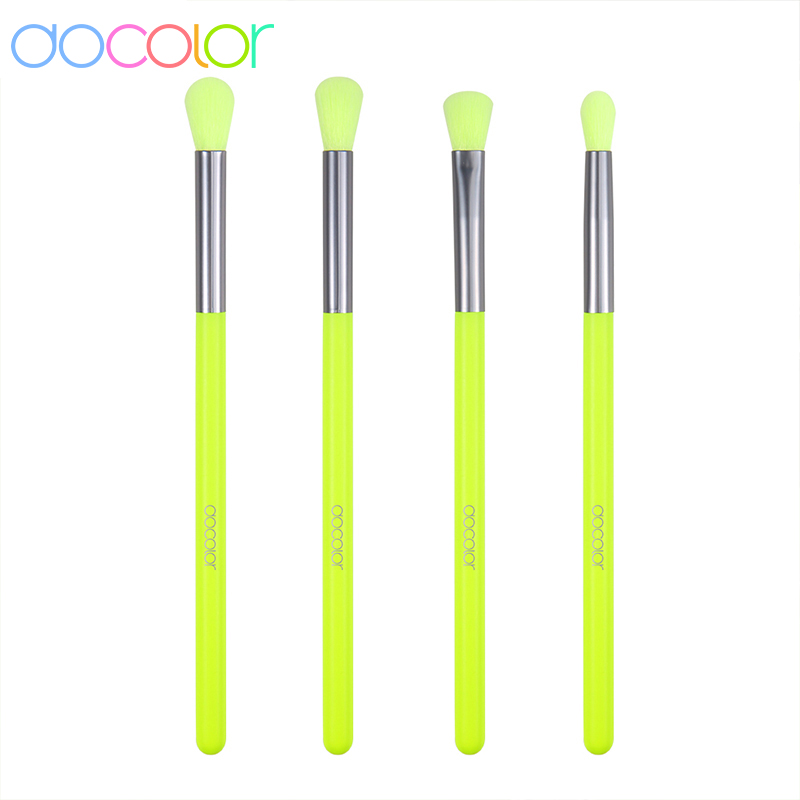 Best of Docolor Makeup Brushes Set 4pcs Eye Shadow Blending Eyeliner Eyelash Eyebrow Make Up Brushes Professional Eyeshadow Neon Brush Reviews & Tips