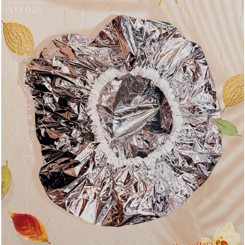 Description Picture 5 of itemLadies shower cap thermal insulation aluminum foil hat stretch shower cap hair salon hair dyeing cap hair dyeing tools