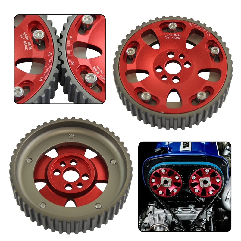 AJP Distributors Adjustable Cam Gears Timing Gear Pulley Kit Red For Skyline R32 R33 R34 GTR RB20 RB25 RB26 1989 1990 1991 1992 1993 1994 1995 1996 1997 1998 1999 2000 2001 2002 