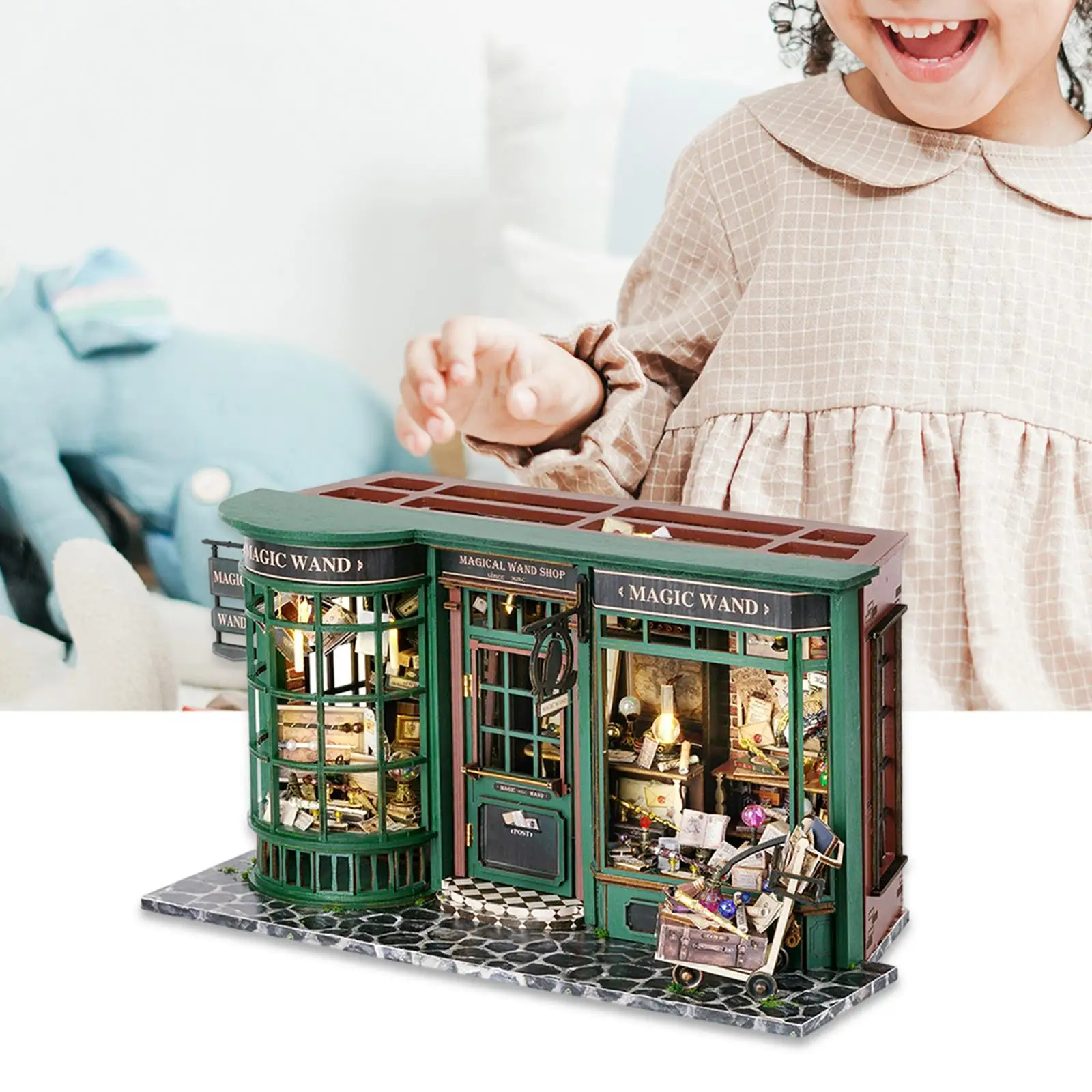 DIY Miniature Dollhouse European Retro with LED Lights 3D Puzzles with Accessories for Family Birthday Gift Kids Adults