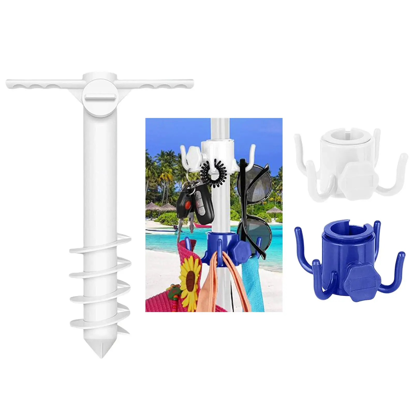 Outdoor Umbrella Base Plastic Sun Beach Patio Umbrella Sand Ground Fixing Tools Anchor Stand Spike Auger Holder