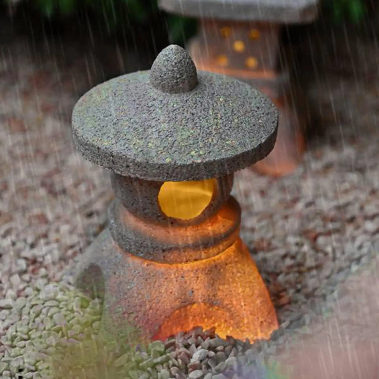 Solar Powered Pagoda Lantern Decor Waterproof Light Miniature Figurine Tower Statue for Garden Yard Landscape Walkway Courtyard
