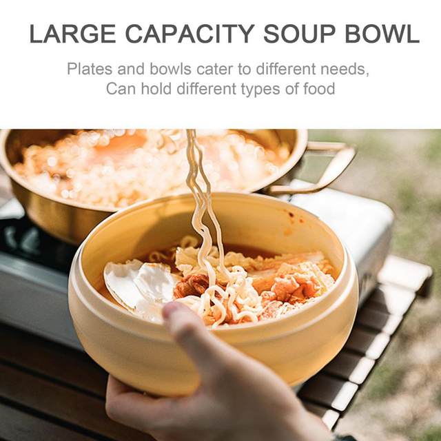 Plate Set Easy to Clean Food-grade Plastic Portable Camping Dinner Eating Soup  Bowl Dish Tableware for Travel - AliExpress