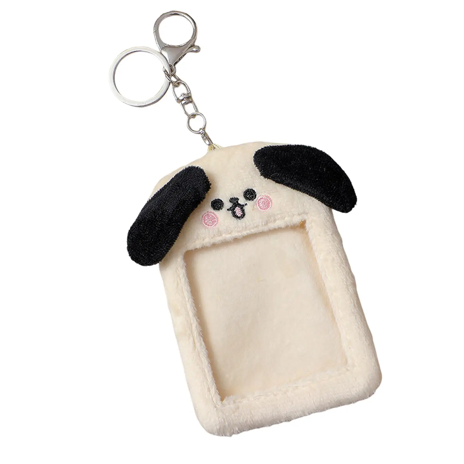 Soft Plush Photocard Holder Keychain Lobster Clasp Cute Animals for Picture