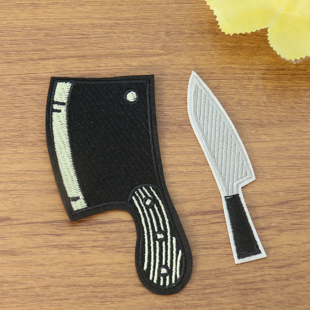 2PCS Simulation Obst Messer Küche Messer Stickerei Bügeln Nähen Handwerk Mantel Kleidung Hosen Schlupflöcher DIY Sammelalbum Zubehör – Detail 5