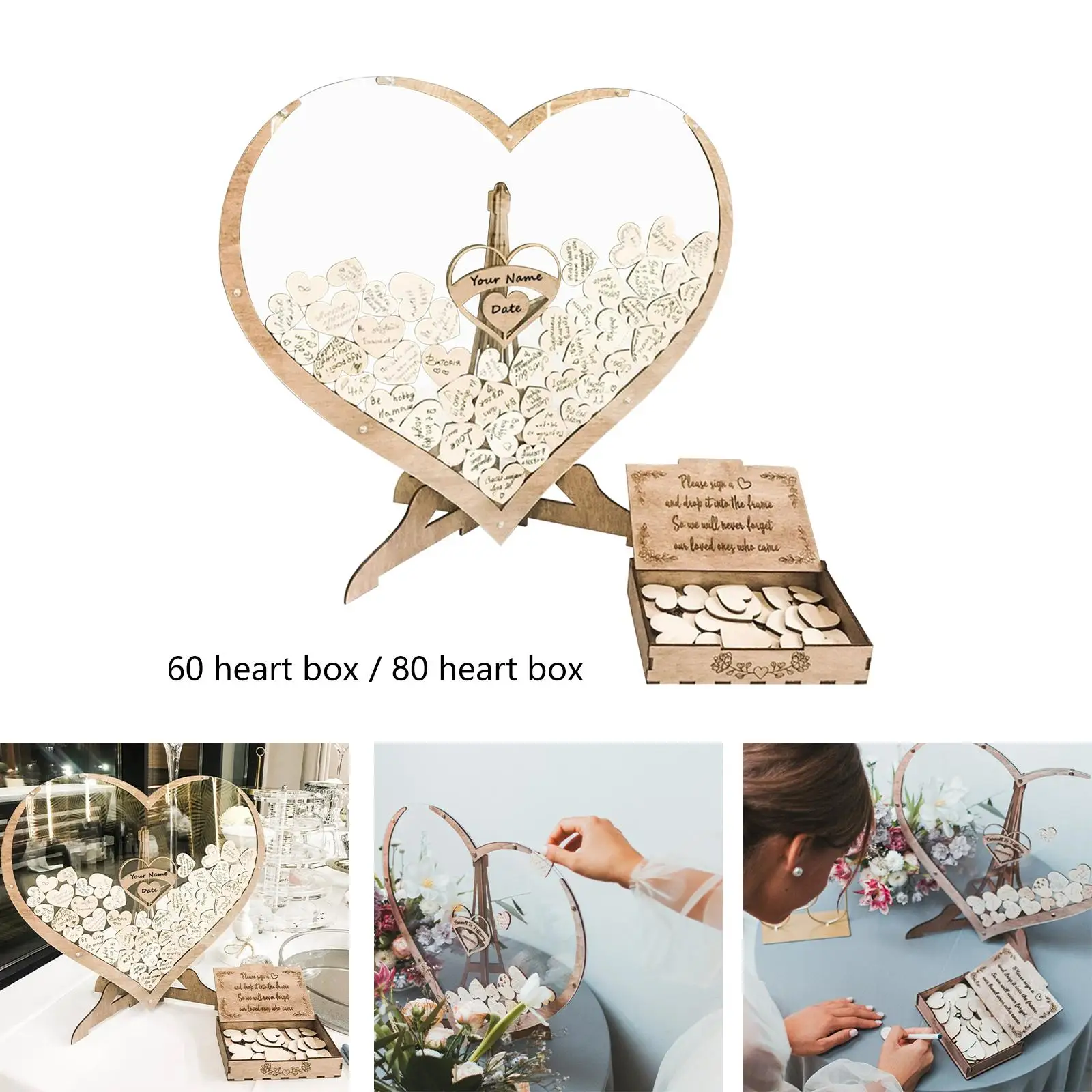 Guest Book Frame with Guestbook Drop Box for Wedding Reception Ceremony Valentine`s Day Anniversary