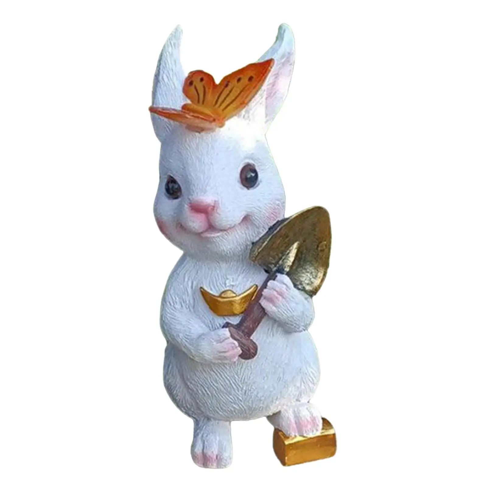 Cute Rabbit and Butterfly Resin Statue Balcony Lawn Yard Figurine Decoration