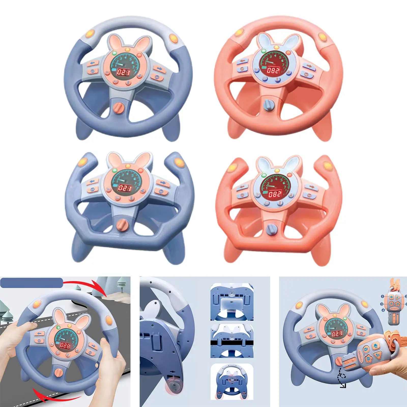 Steering Wheel Toys Digital Kilometer Pretend Driving Toy Early Education