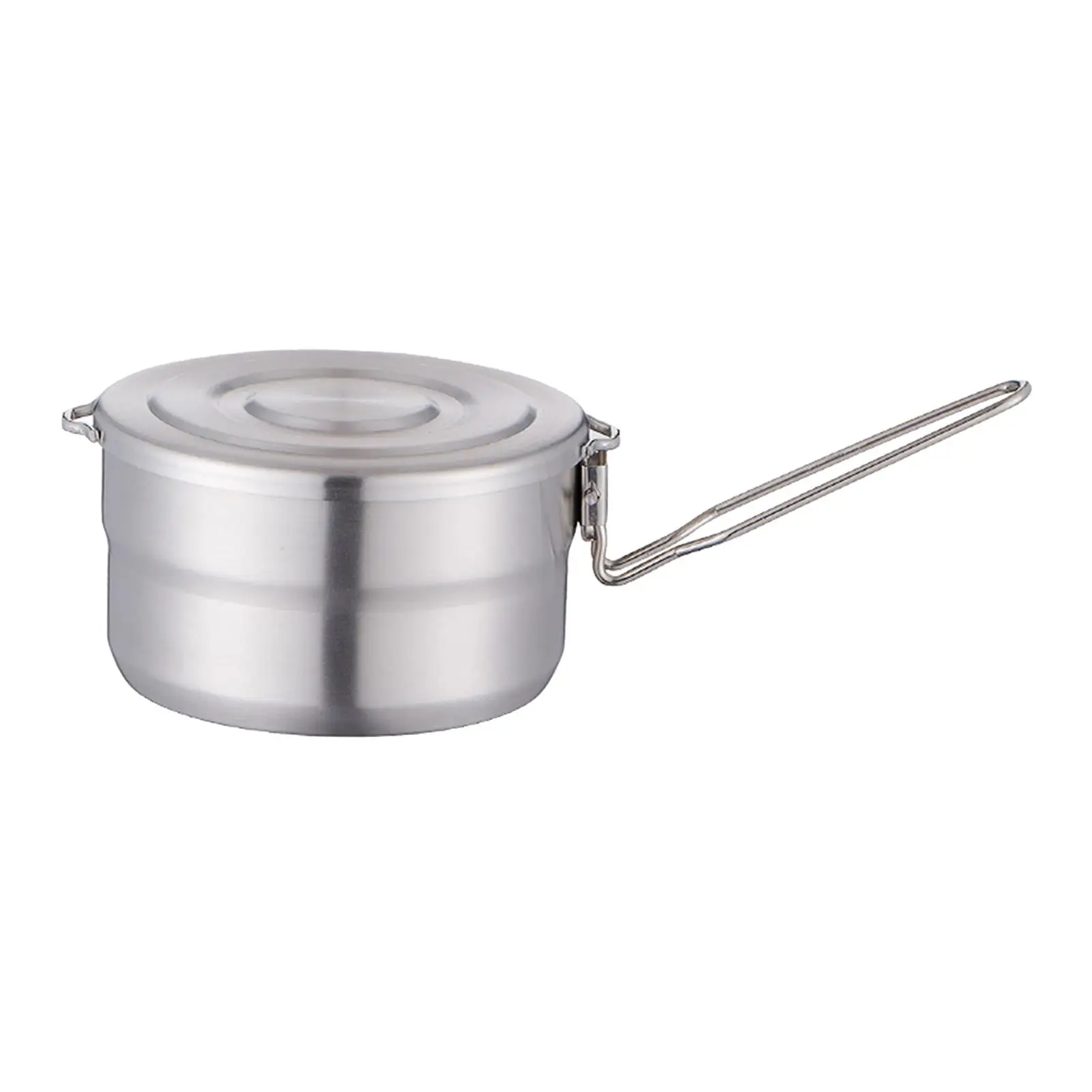 Stainless Steel Camping Cook Pot with Lid and Folding Handle
