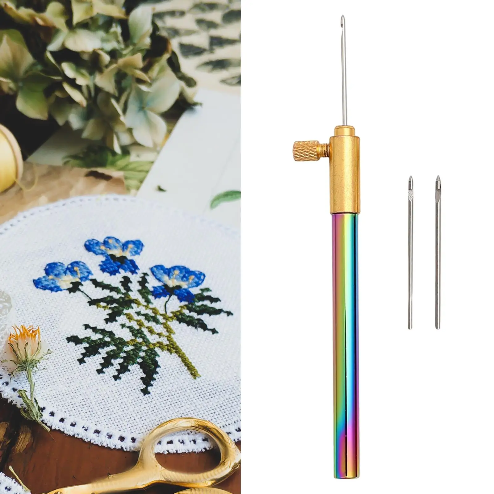 Tambour Crochet Hook with 3 Needles Embroidery Needles for Needle Punching