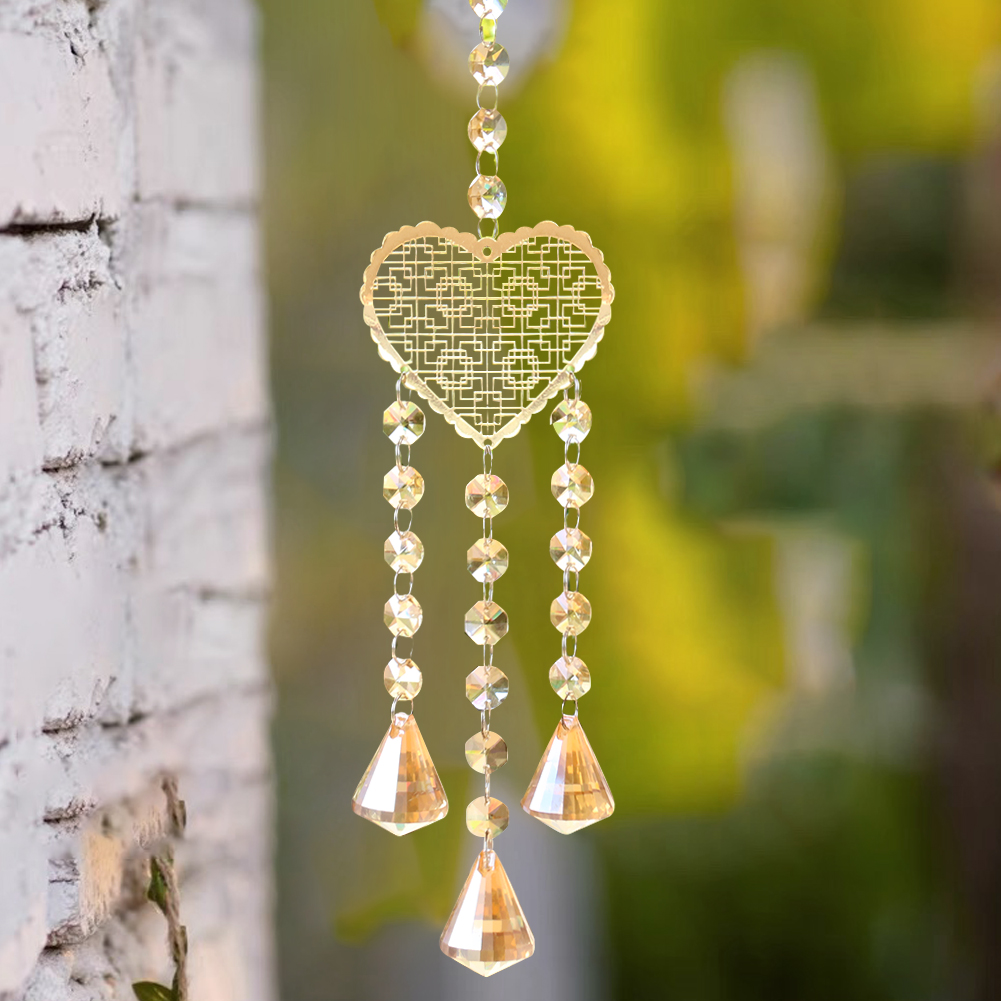 1PC handgemachte Liebe geschnitzte Kristall Anhänger Home Decor Kronleuchter hängen Zubehör Sonnenfänger für Fenster Garten Ornamente Handwerk – Detail 5
