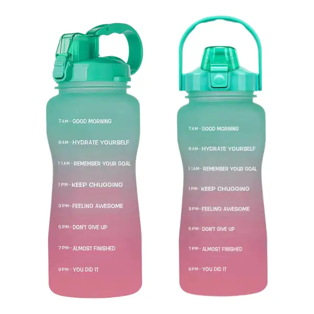 Botella de agua deportiva de 2 litros con pajita para hombres y mujeres,  botellas de agua de Fitness para exteriores, botella de agua fría con  marcador de tiempo, Drinkware - AliExpress