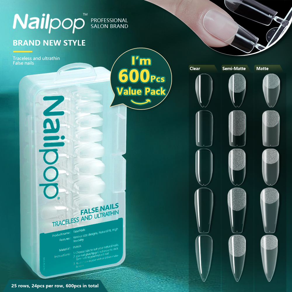 Best of Nailpop 600pcs PRO Fake Nails Full Cover False Nail Tips Acrylic Nail Capsules Professional Material Finger Soak Off Gel Tips Reviews & Tips