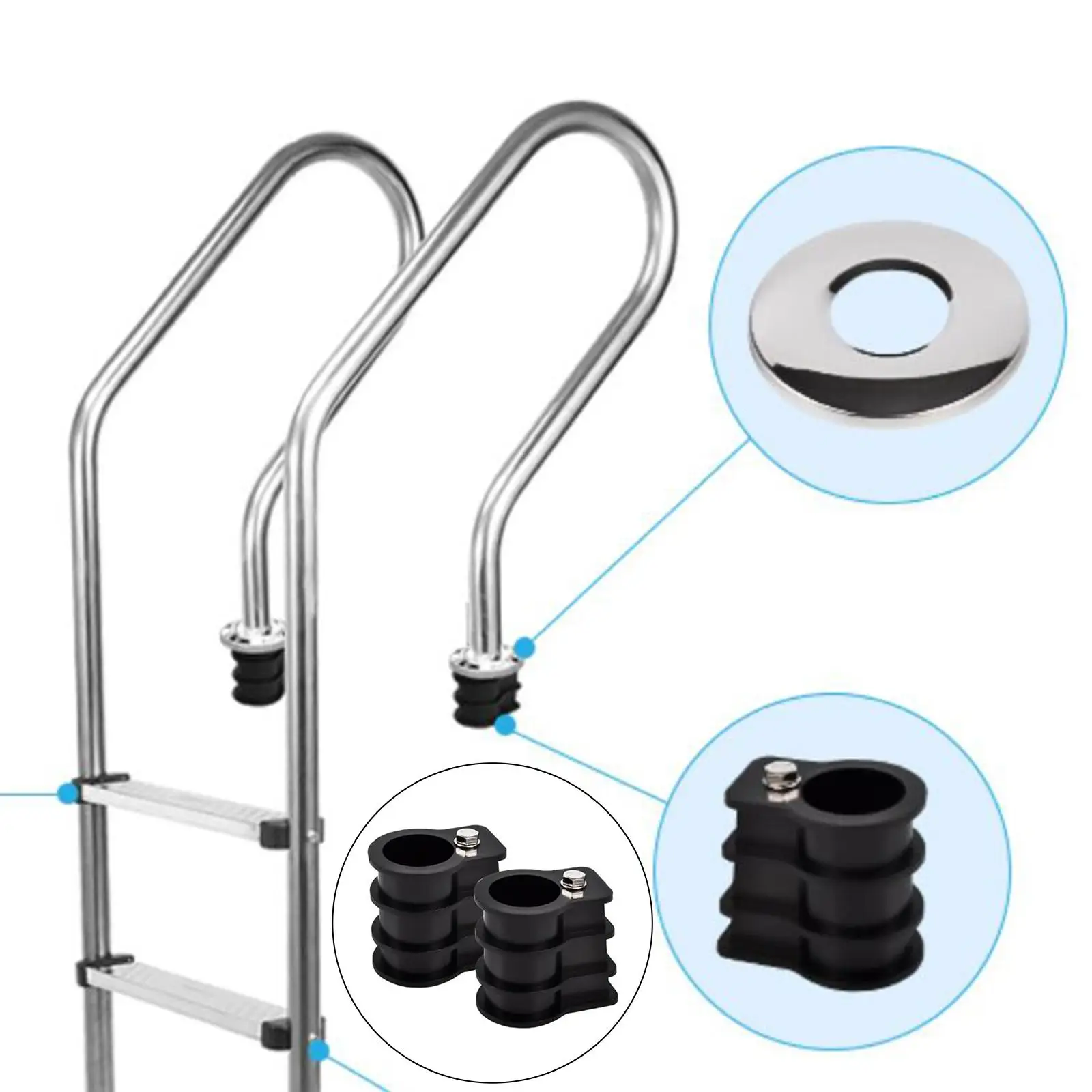 1 Pair Pool Ladder Anchor Replacement Plastic in Ground Pedal Parts above Ground for Underwater Step Ladder Ladder Rung Step