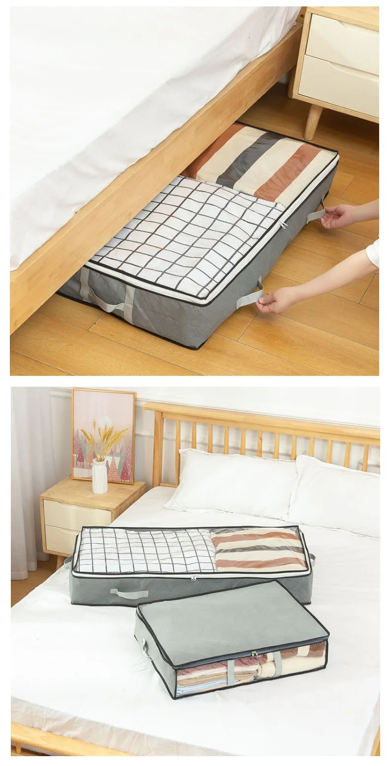 Description Picture 3 of itemUnder-bed Storage Bag Drawer Type Blanket Storage Box Cloth Art Clothes Under Bed Quilt Organizer Dustproof  storage organizer