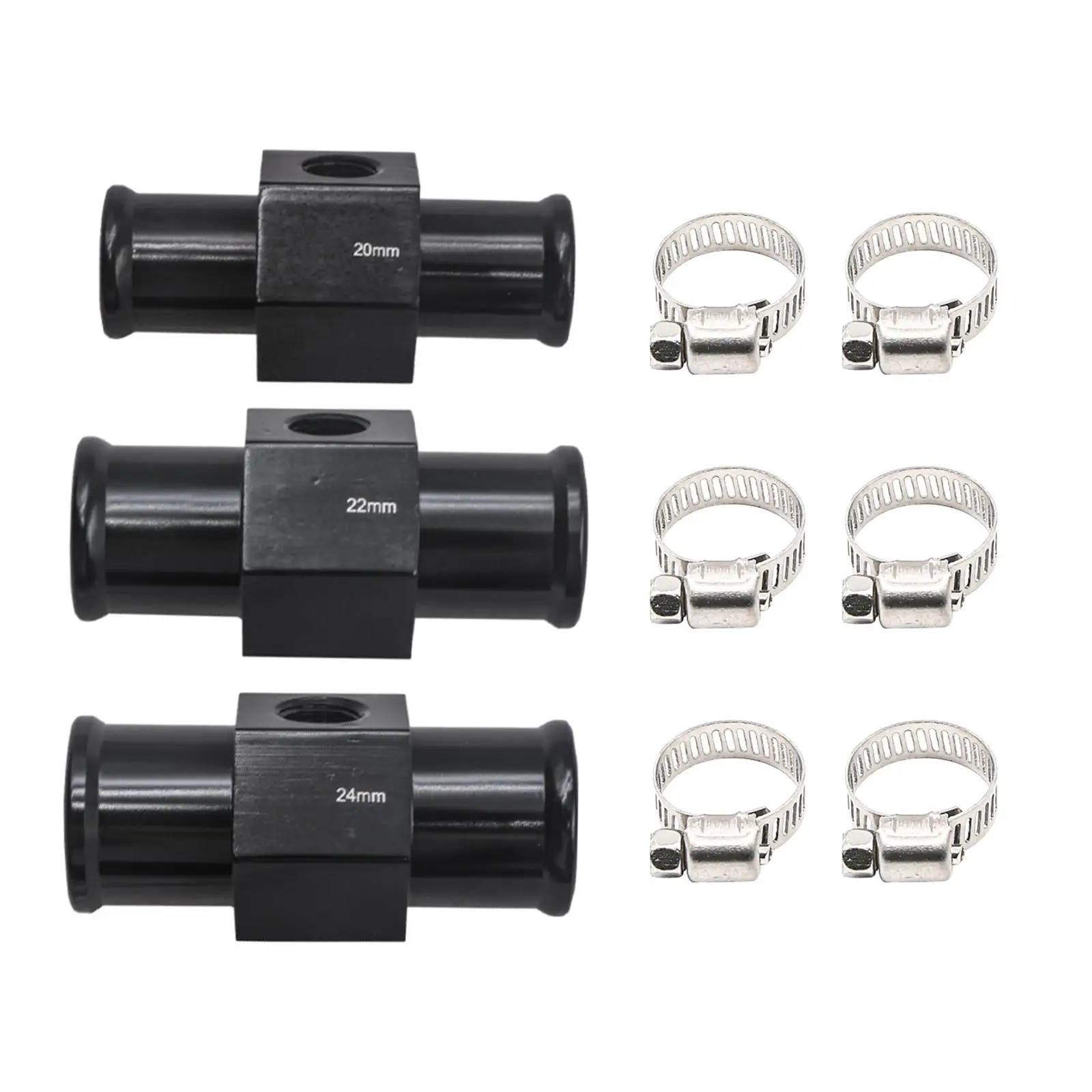 Water Temp Meter Adapter Induction Connector CNC with 2 Clamps Black Conversion Sensor Adapter Tee Joint  for Motorcycle Parts