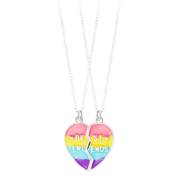 Matching Heart Necklace Set Valentine Day Best Friend Gift Magnet Heart  Multicolored Friendship Sister Jewelry Rainbow Couple Girlfriend -   Finland