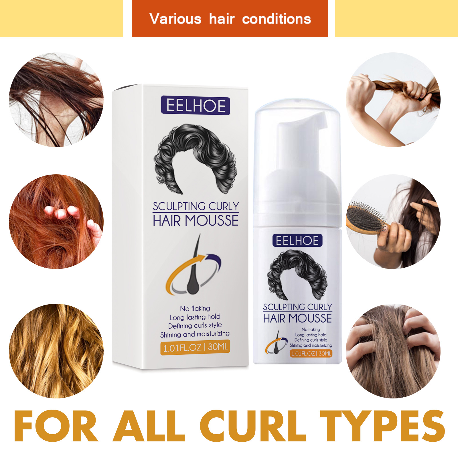 Description Picture 5 of itemNew Curl Boost Cream Sculpting Curly Hair Mousse Curl Cream for Curls Bounce and Curl Care Curly Hair Products Creme Para Cabelo