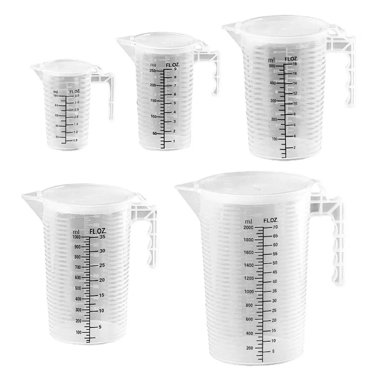5x Plastic Pitcher 100ml 250ml 500ml 1000ml 2000ml Leakproof Water Jug with Handle for Tea Picnic Juice Cold Beverage Restaurant