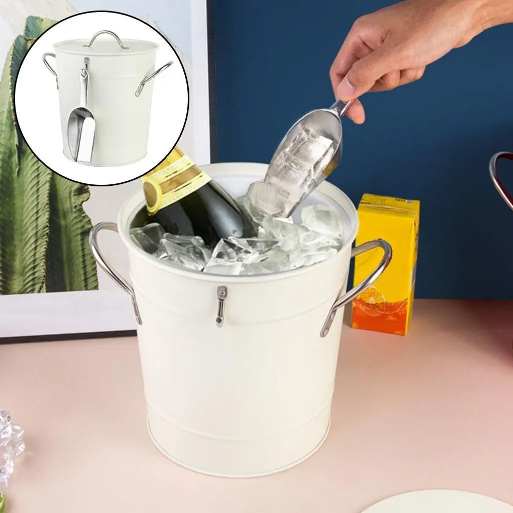 Galvanized Iron Ice Bucket Drinks Whisky Cooler Barrel Rust-Resistant Leak-Proof for Indoor Parties BBQ KTV Events Bar Utensils