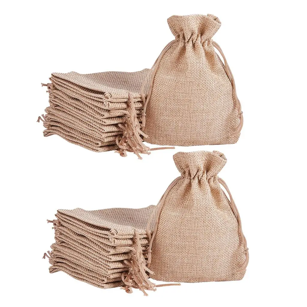 20 x Drawstring Bag Burlap Linen Jewelry Candy Gift Storage Pouch Party Favor