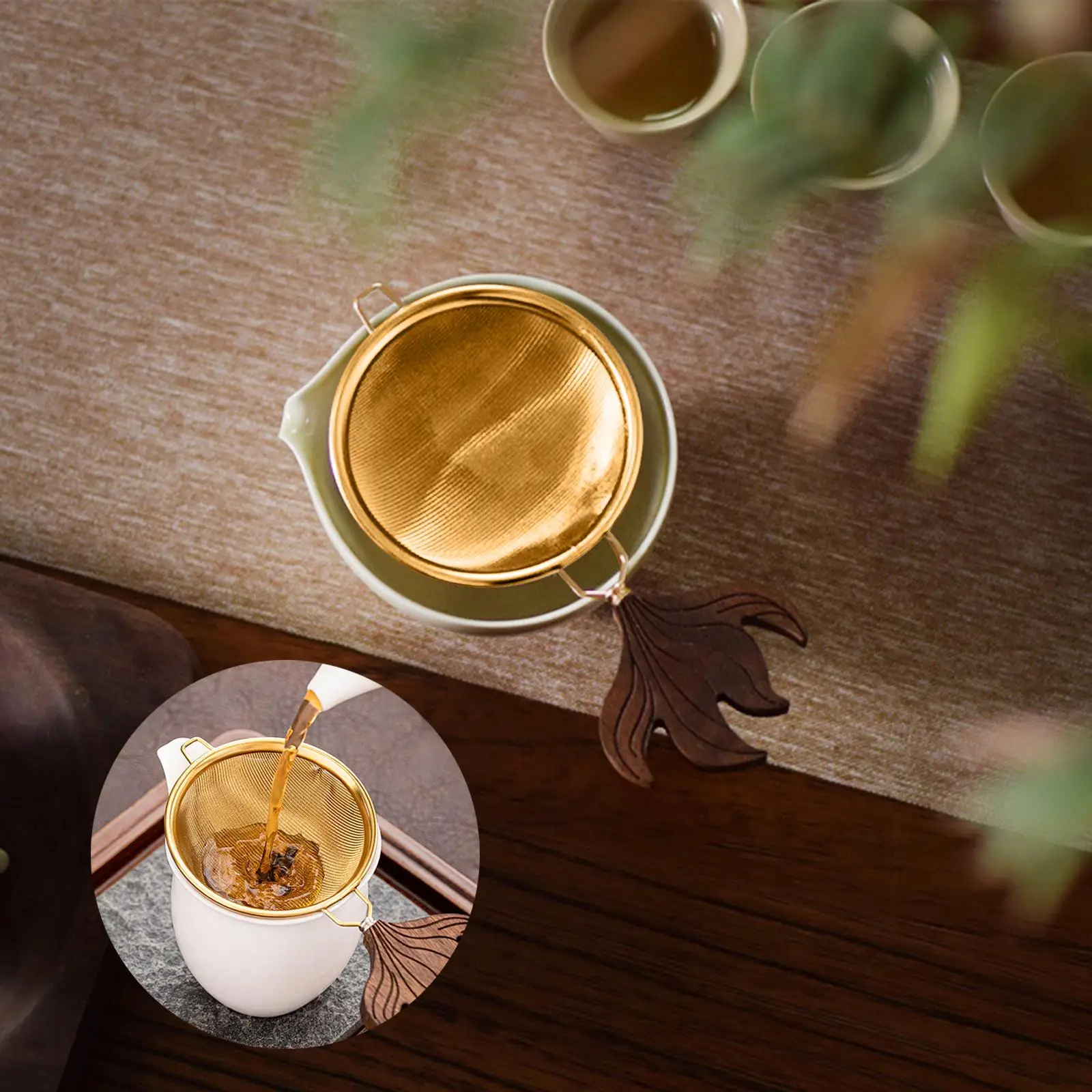 Reusable Tea Strainer, Tea Leaves Steeper with Handle Tea Interval Diffuser Tea Infuser Filter, for Restaurant Tea Room