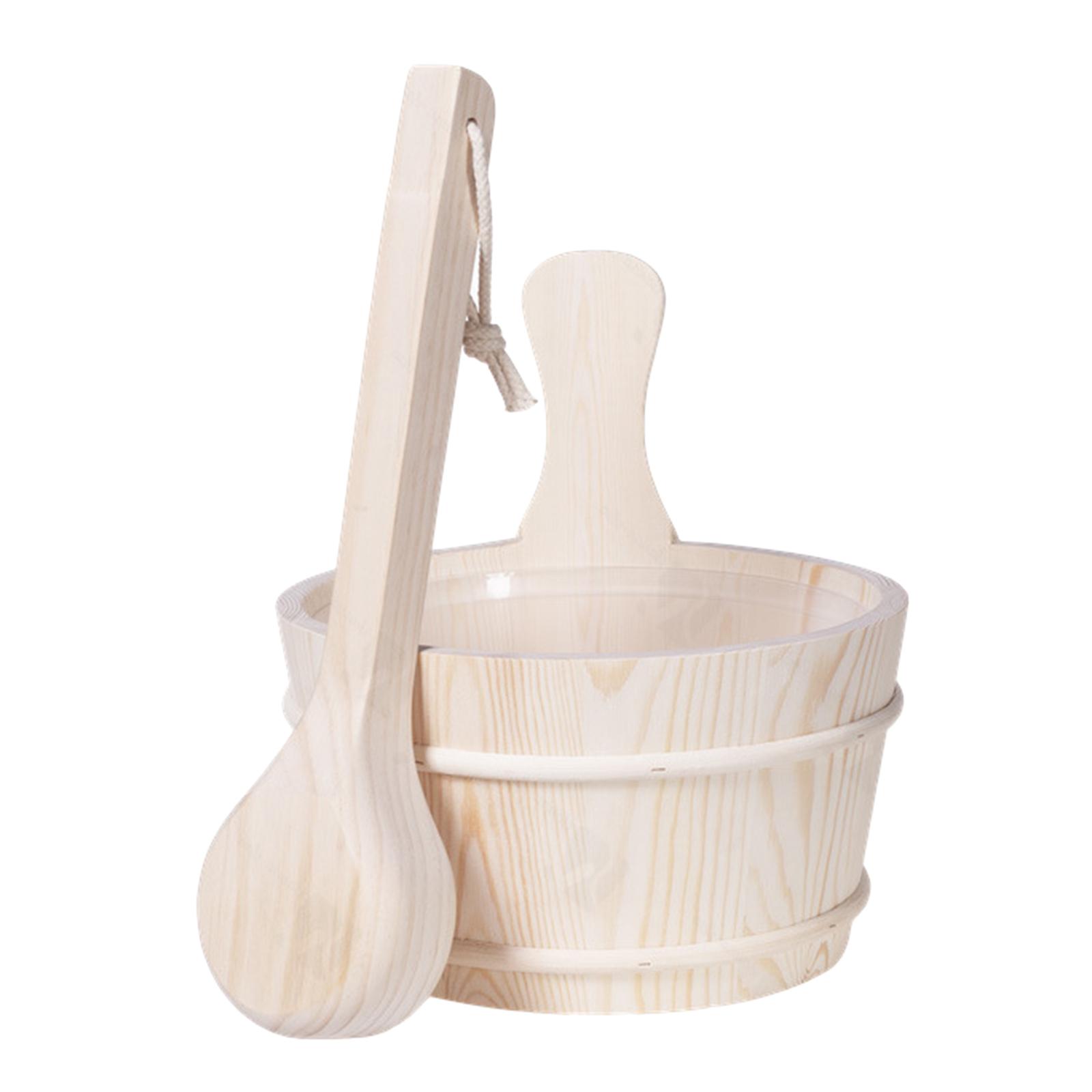 Description Picture 5 of item4L Sauna Bucket and Ladle,Handmade Accessory,Bath Accessories Supplies,Wooden Barrel with Liner for , Bathroom