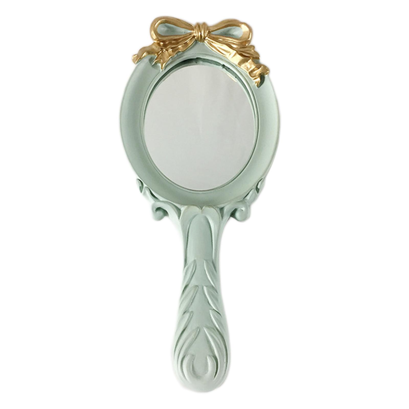 European Style Vintage Handheld Mirror Princess Women Girls Oval Makeup Cosmetic Tool with Anti Slip Handle