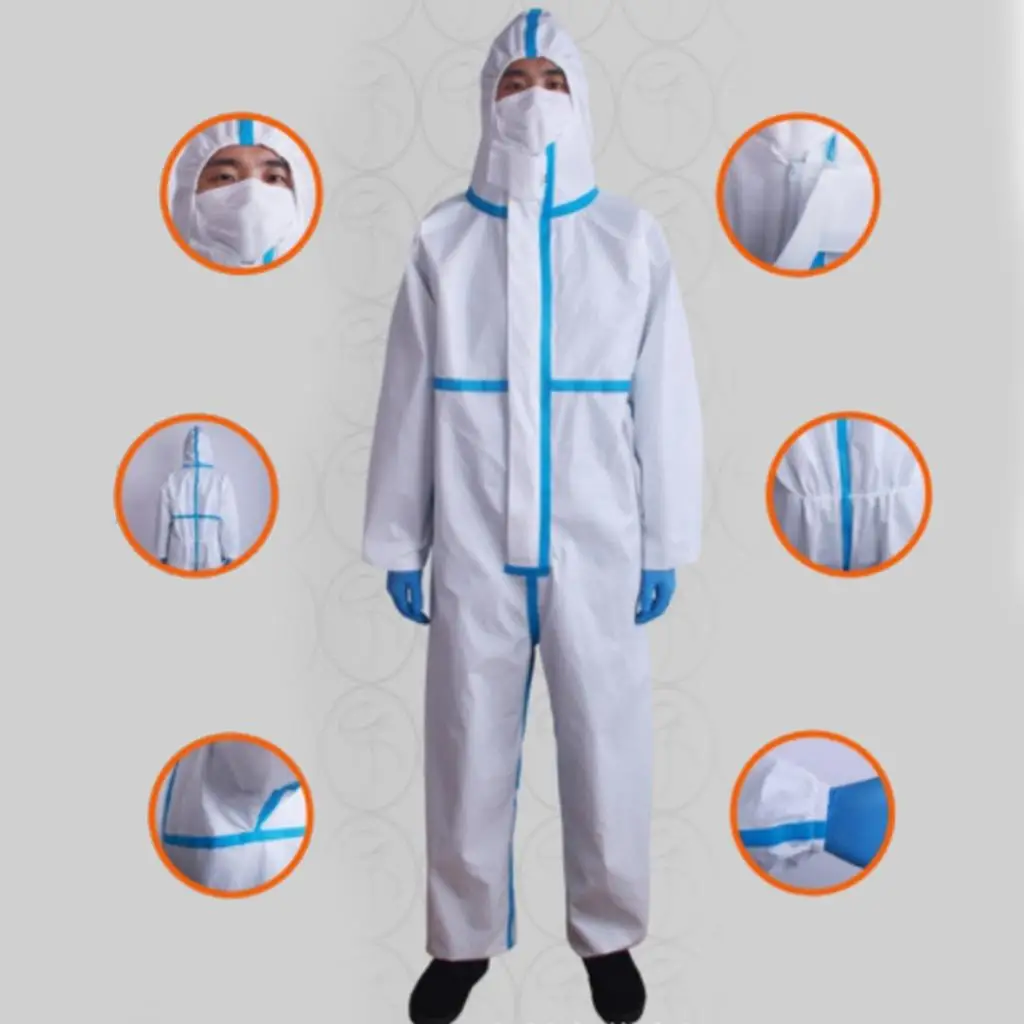 Adult Protective Coverall Suit Disposable Work Gown Full Body Isolation Suit with Zipper Anti-static Lab Workwear