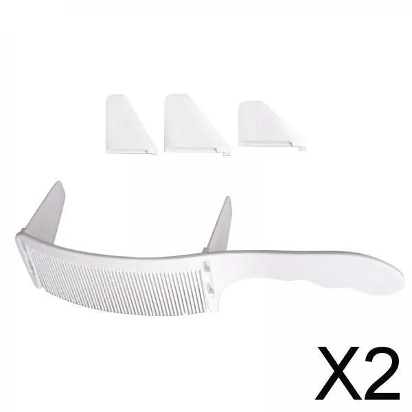 2xDurable Curved Comb for Hairdresser Hairstylist Back Hair Styling White