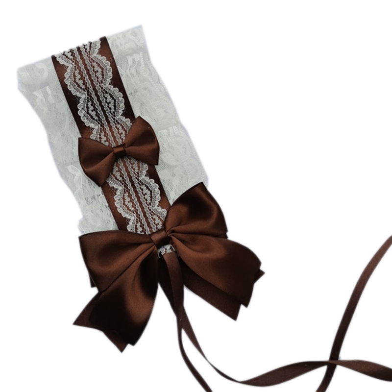 Anime Maid Stirnband für Mädchen Lolita Rüschen Spitze Stirnband mit Band Bowknot Comic Show Mode Frauen Haarband Kopf bedeckung – Detail 10