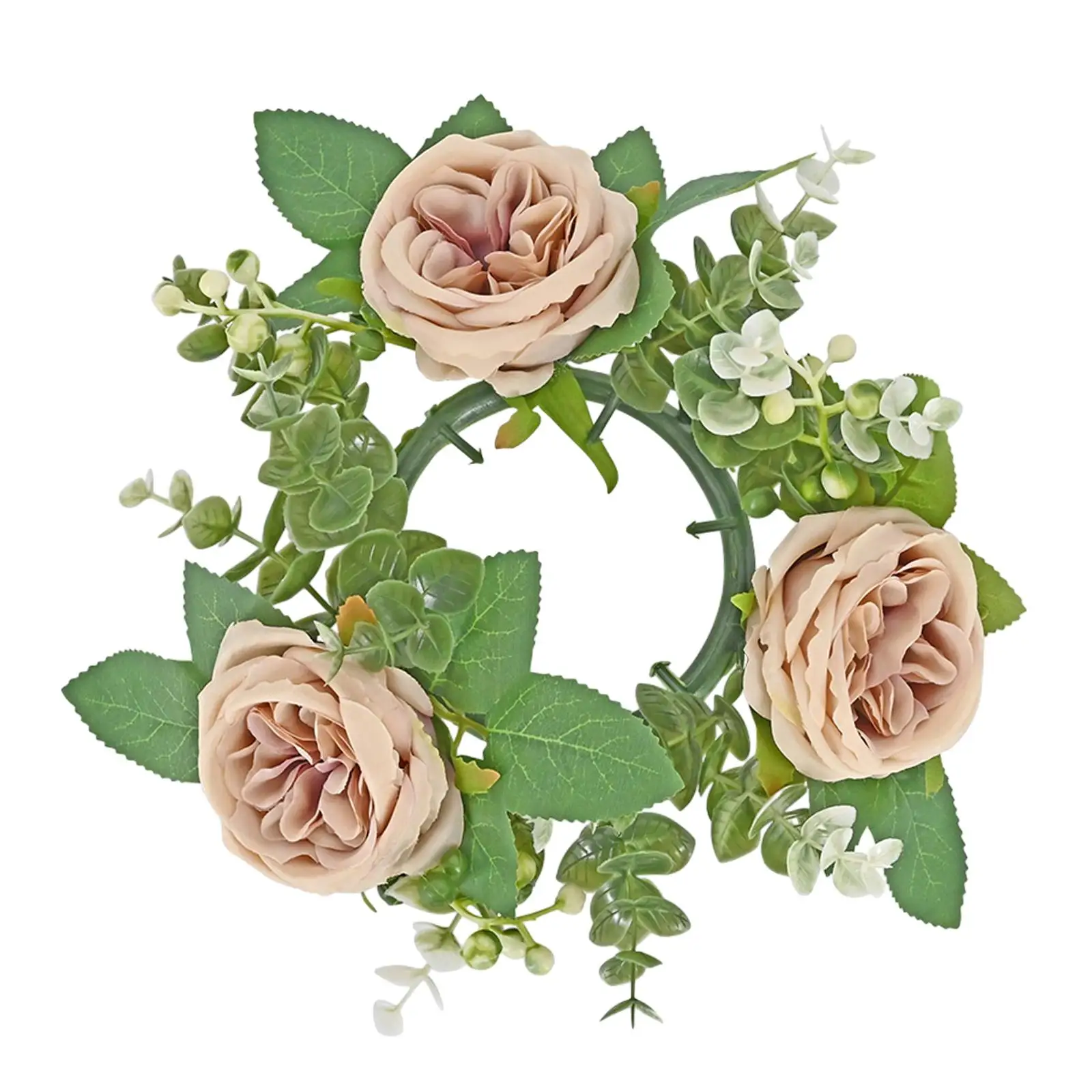 Pillar Candle Ring Artificial Wreath Outer Diameter 8inch Greenery Wreath for Home Living Room Door Tabletop Centerpieces
