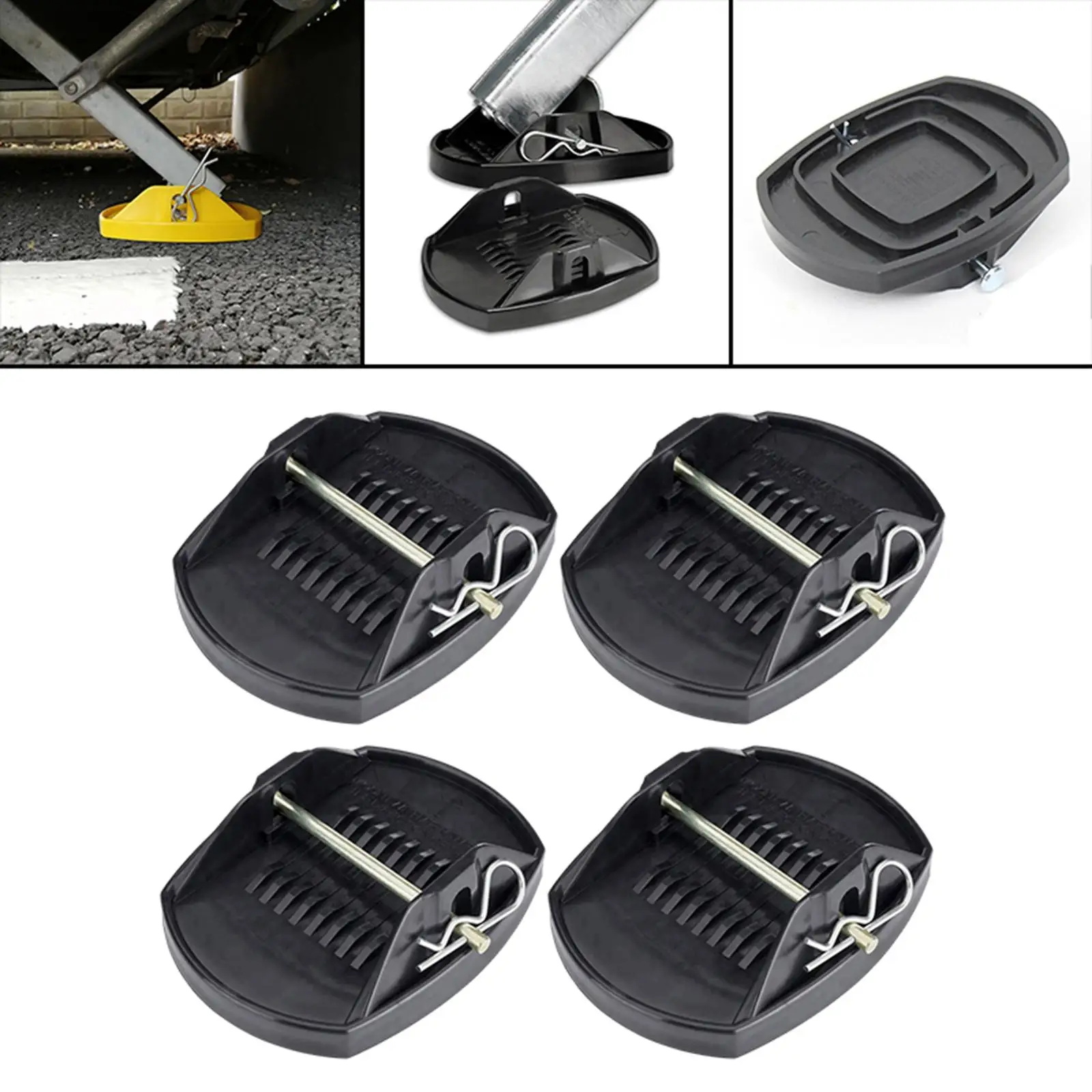 4x Universal Caravan Jack Pads Leveller Wheel Foot Leg Support Jacking Lift Pad Support Stand Adapter for Trailers RV